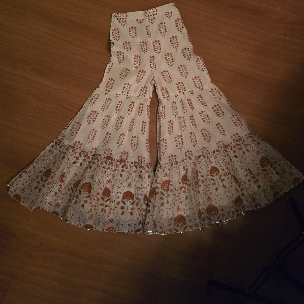 Bohemian Wide-Leg Pants with Floral Pattern Little Girls